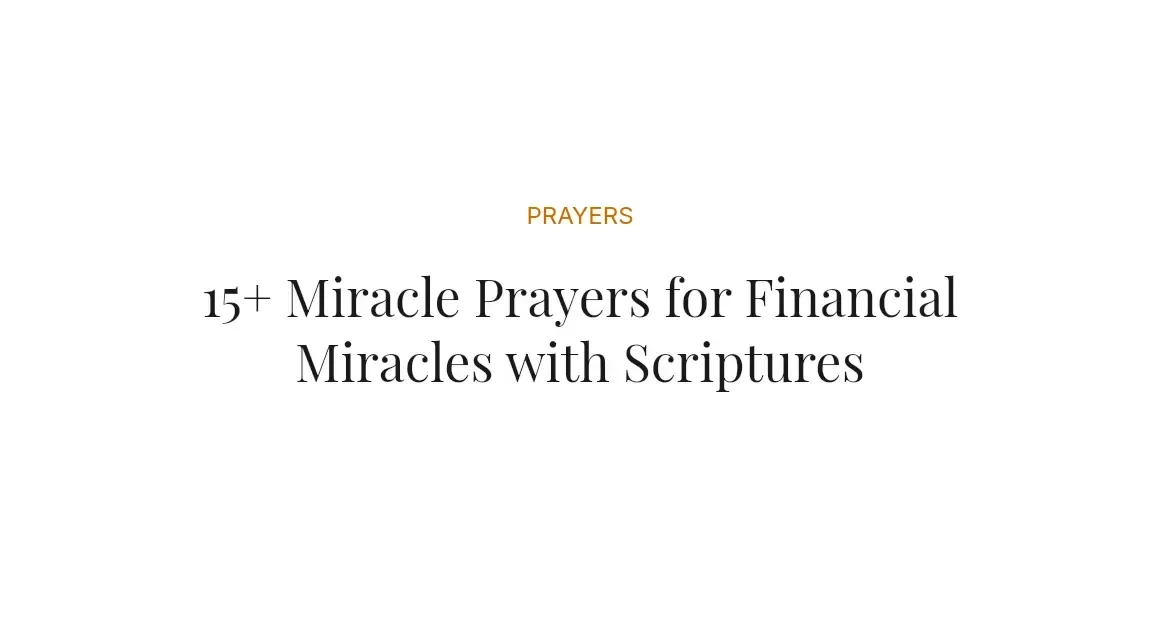 15+ Miracle Prayers for Financial Miracles with Scriptures